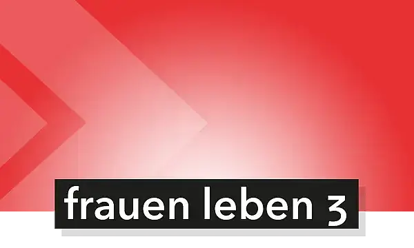 Schriftzug frauen leben 3 auf rotem Hintergrund