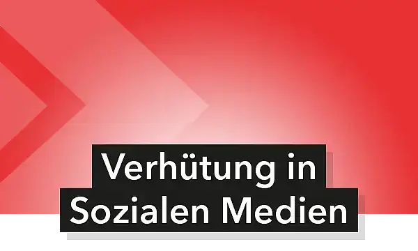 Schriftzug Verhütung in Sozialen Medien auf rotem Hintergrund
