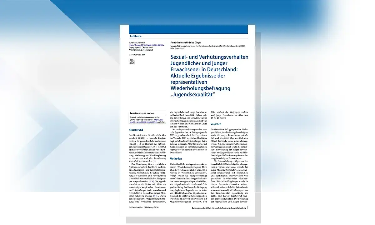 Cover zu Sexual- und Verhütungsverhalten Jugendlicher und junger Erwachsenen in Deutschland