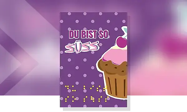 Cover zu Flirtpostkarte mit Braille-Schrift - Motiv "Du bist so süss" (Kuchen)