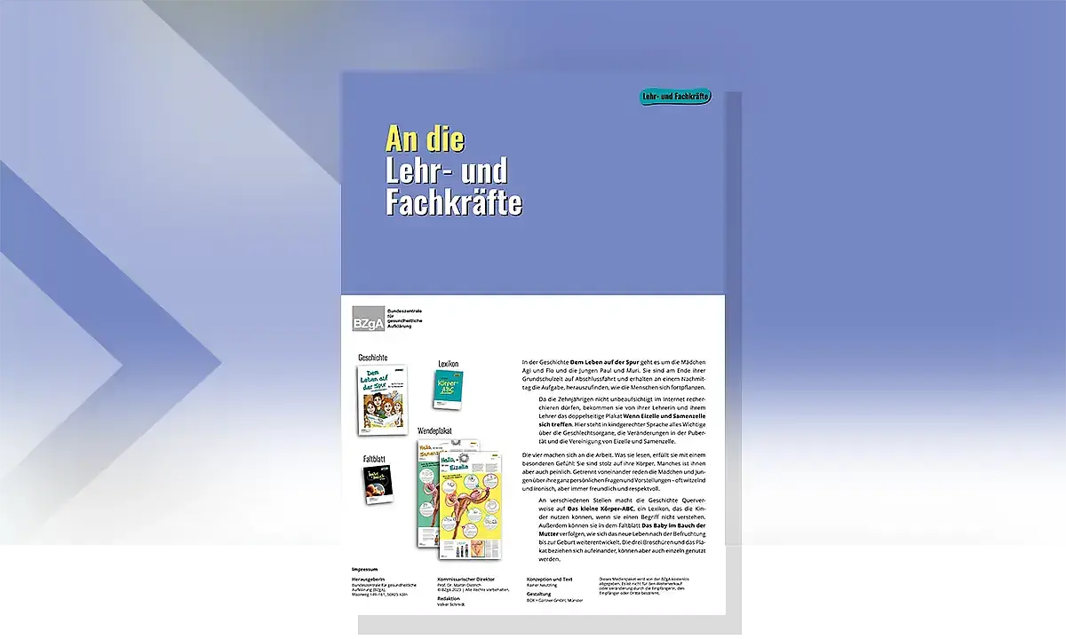 Cover zum Anschreiben "An die Lehr- und Fachkräfte"
