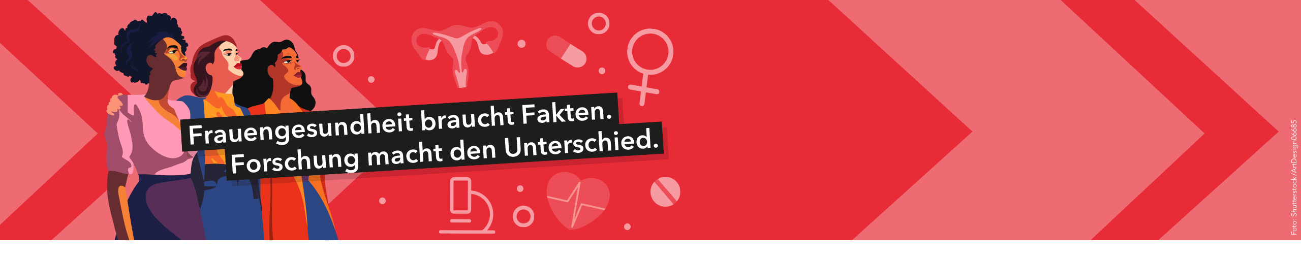 Banner zum Aktionstag Frauengesundheit mit Schriftzu: Gesundheit braucht Fakten. Forschung macht den Unterschied.