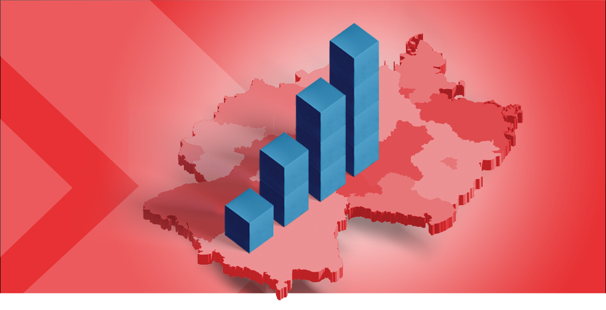 Banner mit Deutschlandkarte und Säulendiagramm