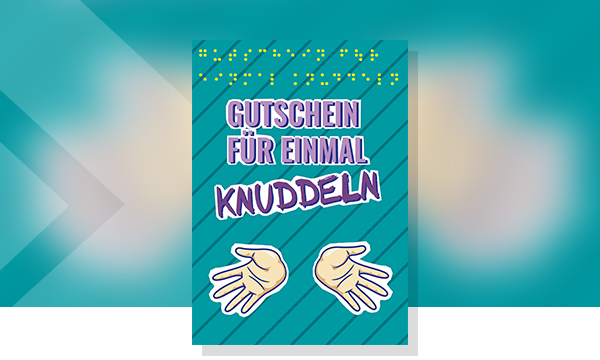 Cover zu Flirtpostkarte mit Braille-Schrift - Motiv "Gutschein für einmal knuddeln"