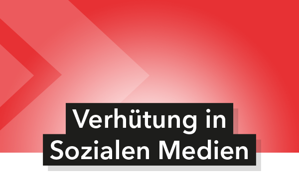 Schriftzug Verhütung in Sozialen Medien auf rotem Hintergrund